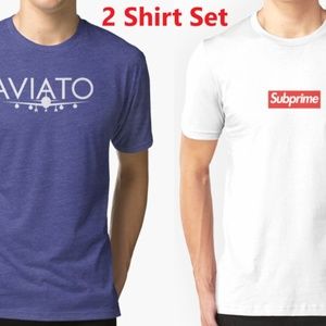 2 NEW - Funny Tee T-Shirt SUPREME AVIATO - Slim